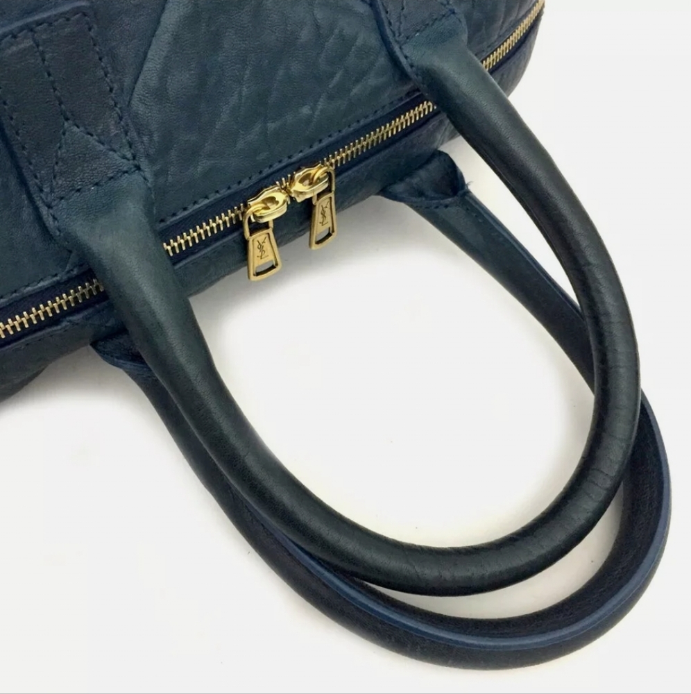 SAINT LAURENT GREEN RIVE GAYCHE LEATHER BOSTON HAND BAG/R0487 - Picture 7 of 14
